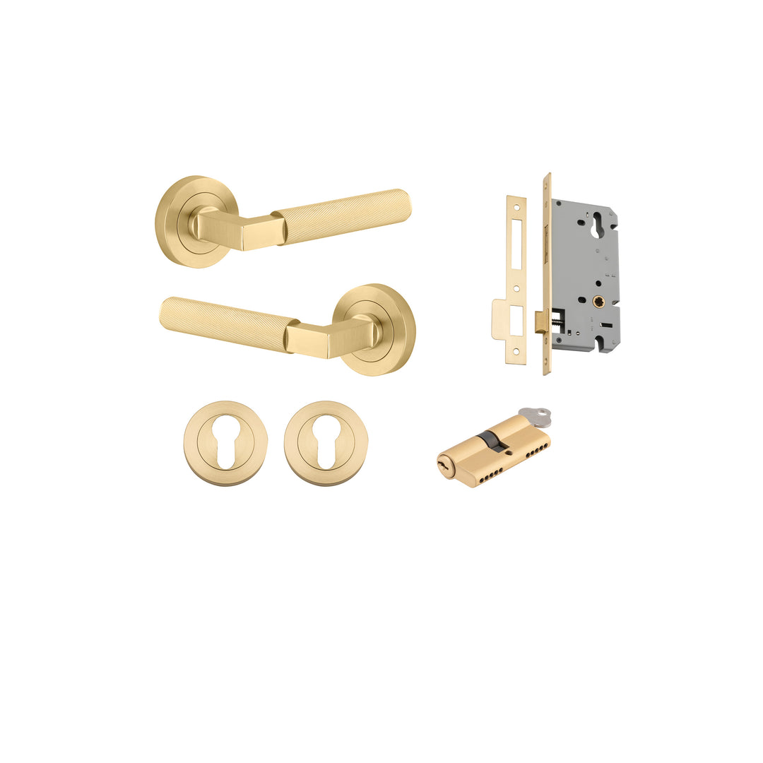 Brunswick Lever on Rose Brushed Gold PVD Entrance Kit - Key/Key