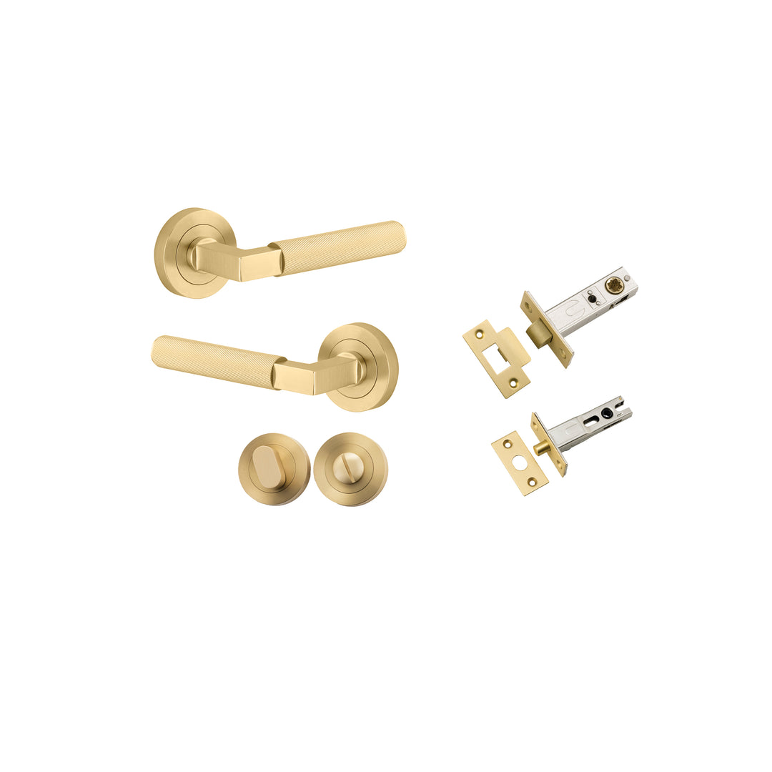 Brunswick Lever on Rose Brushed Gold PVD Privacy Kit