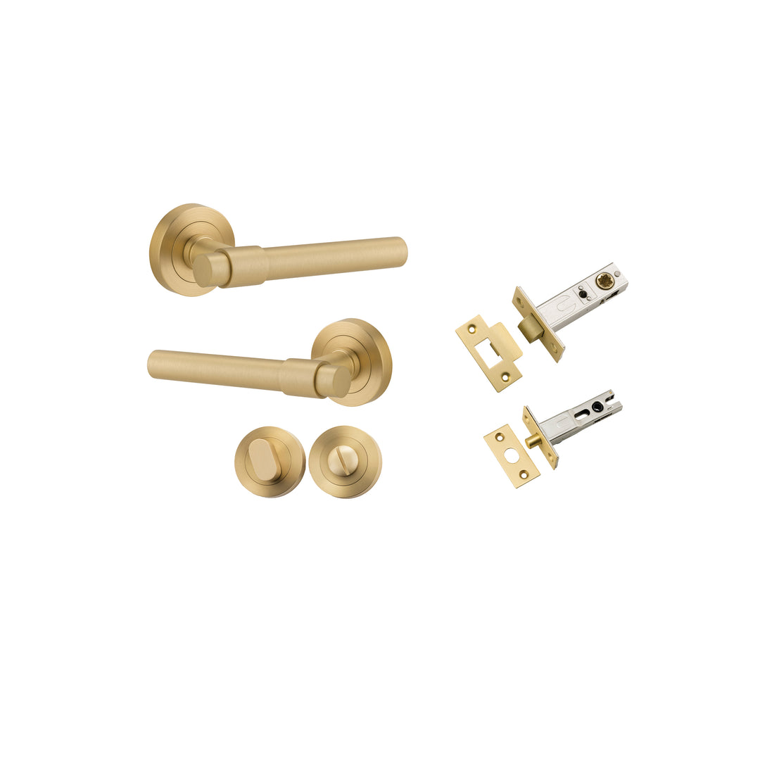 Helsinki Lever on Rose Brushed Gold PVD Privacy Kit