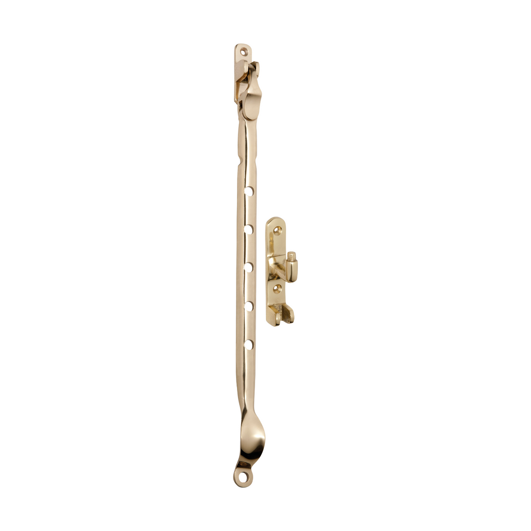 Casement Stay - Sidemount Polished Brass