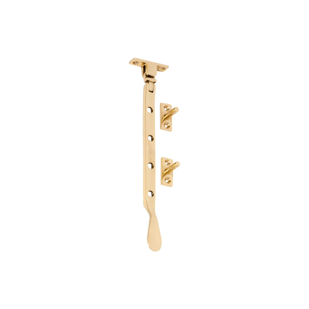 Casement Stay - Base Fix Polished Brass 200mm