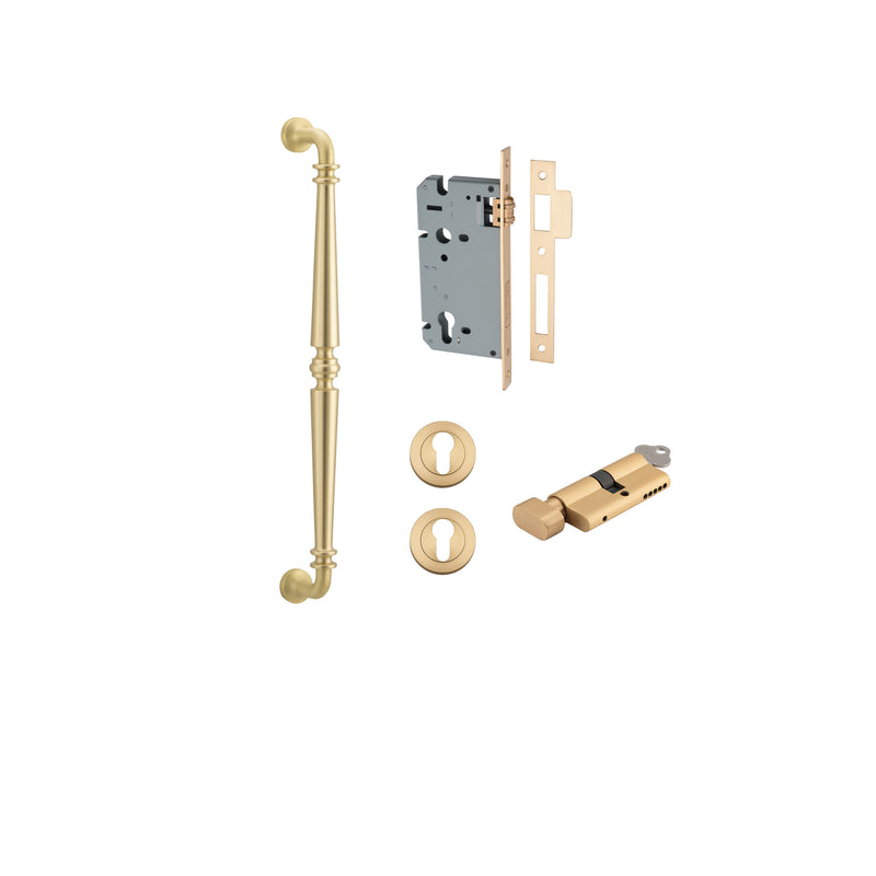 Sarlat Pull Handle Brushed Gold PVD 450mm Entrance Kit - Key/Thumb Turn