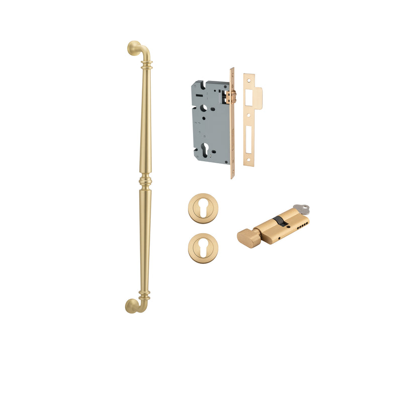 Sarlat Pull Handle Brushed Gold PVD 600mm Entrance Kit - Key/Thumb Turn