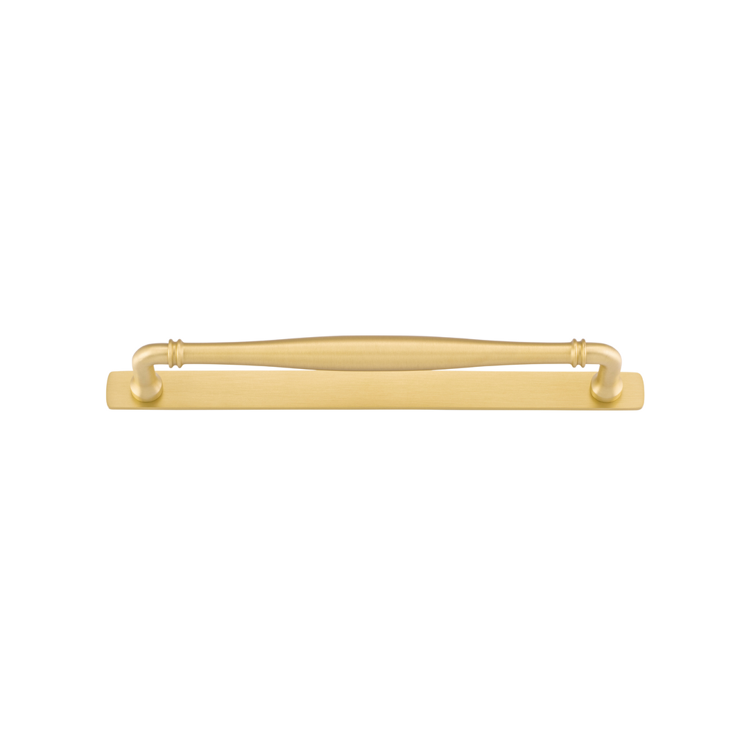 Sarlat Cabinet Pull with Backplate Brushed Gold PVD CTC 256mm