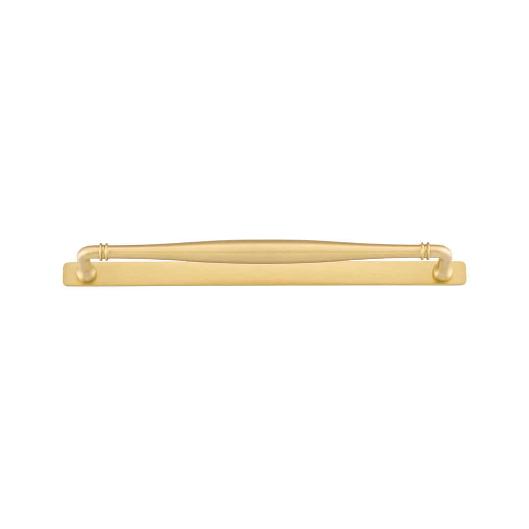 Sarlat Cabinet Pull with Backplate Brushed Gold PVD CTC 320mm