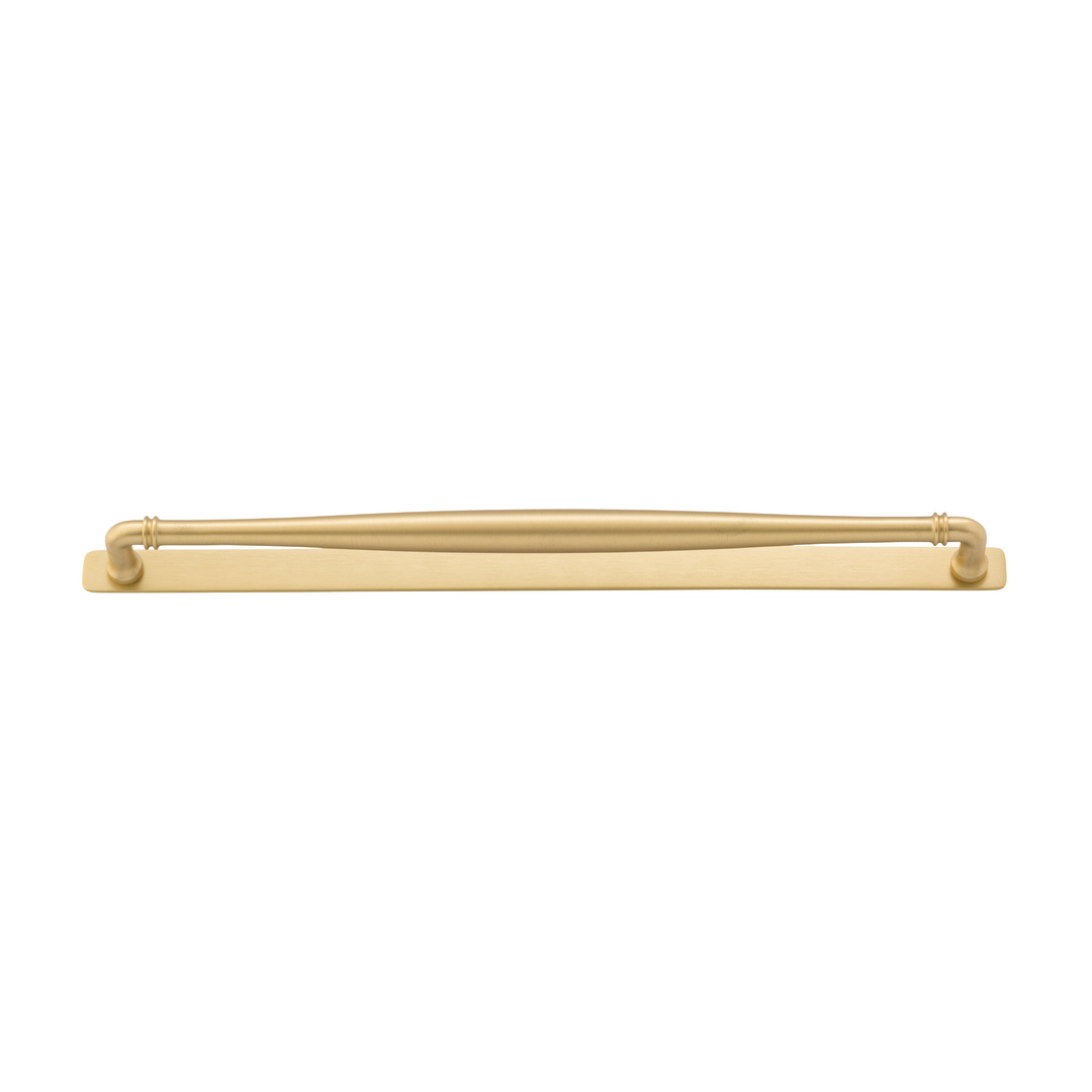 Sarlat Cabinet Pull with Backplate Brushed Gold PVD CTC 450mm