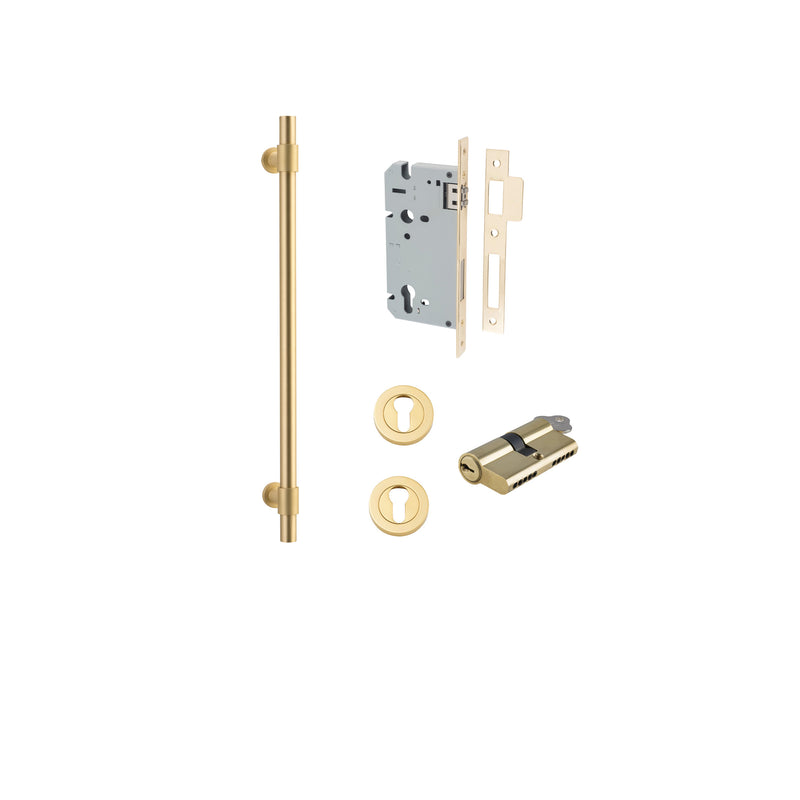 Helsinki Pull Handle Brushed Gold PVD 450mm Entrance Kit - Key/Key