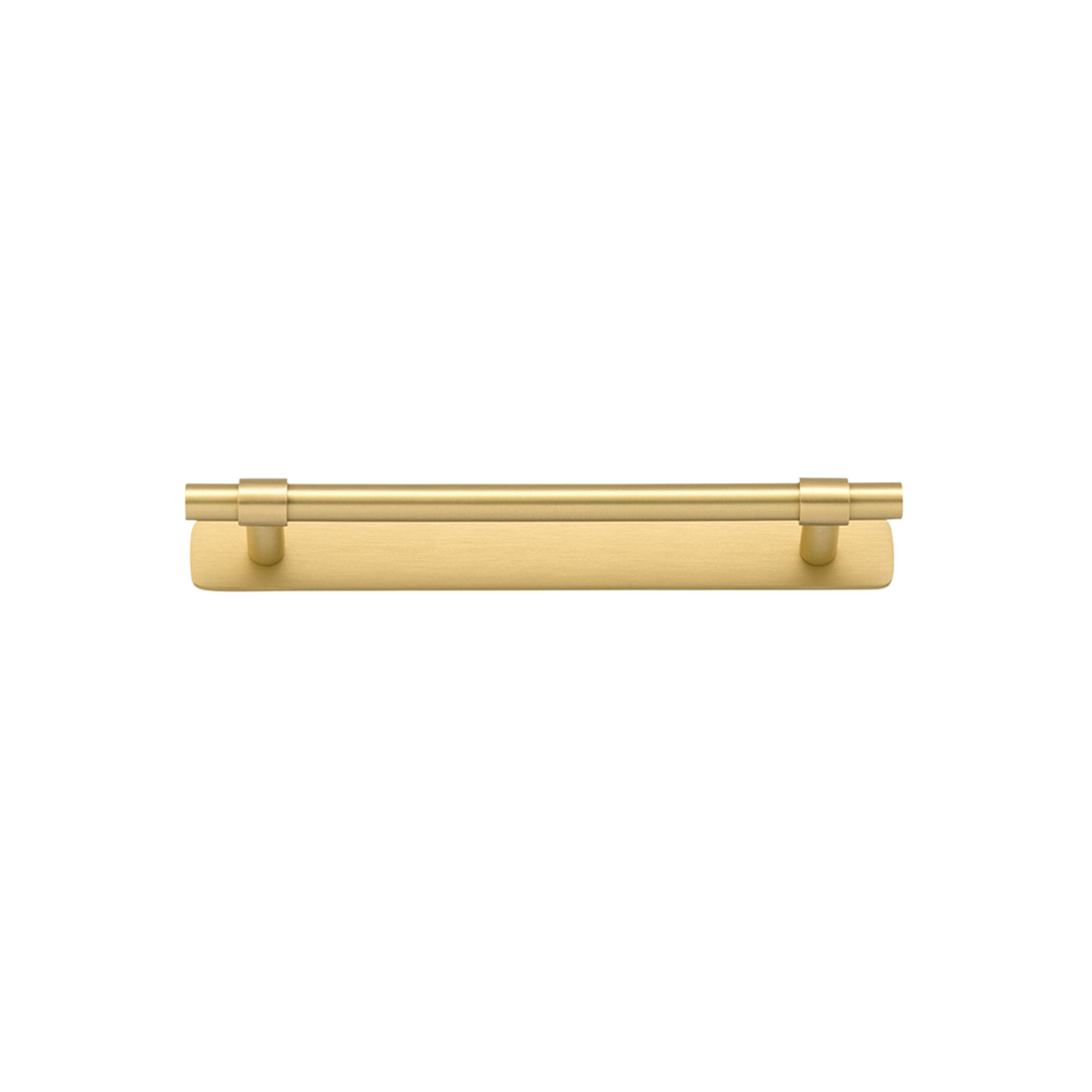 Helsinki Cabinet Pull with Backplate Brushed Gold PVD CTC 160mm