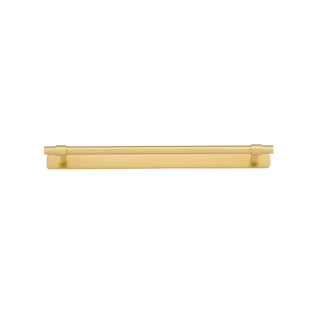 Helsinki Cabinet Pull with Backplate Brushed Gold PVD CTC 256mm