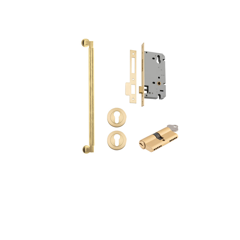 Brunswick Pull Handle Brushed Gold PVD 450mm Entrance Kit - Key/Key