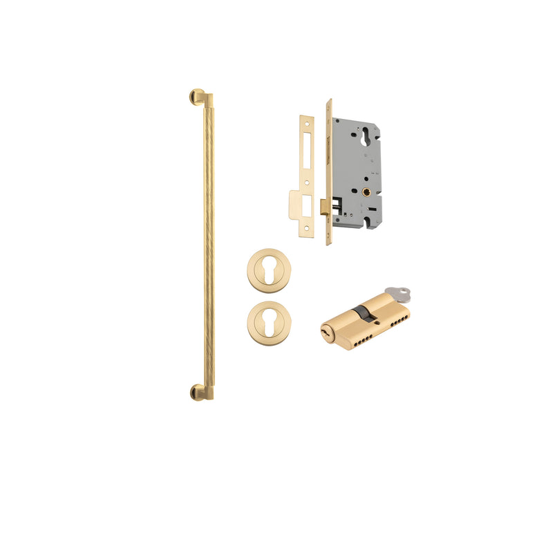 Brunswick Pull Handle Brushed Gold PVD 600mm Entrance Kit - Key/Key