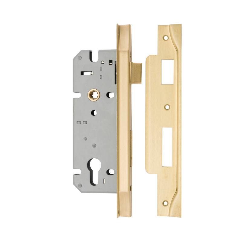 85mm Euro Lock Rebated Brushed Gold PVD 45mm