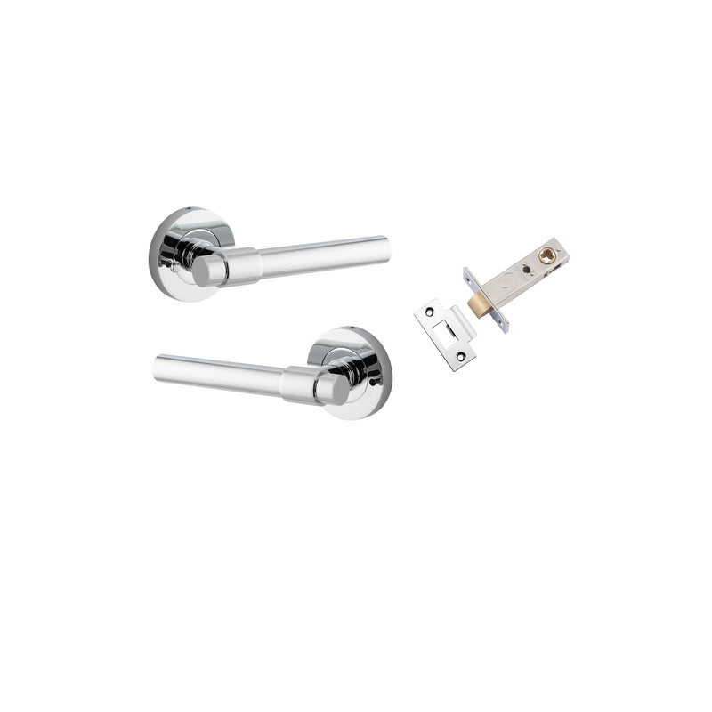 Helsinki Lever on Rose Polished Chrome Inbuilt Privacy Kit