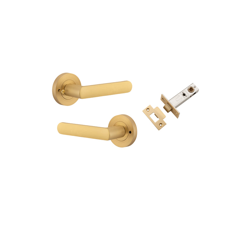 Osaka Lever on Rose Brushed Brass Inbuilt Privacy Kit