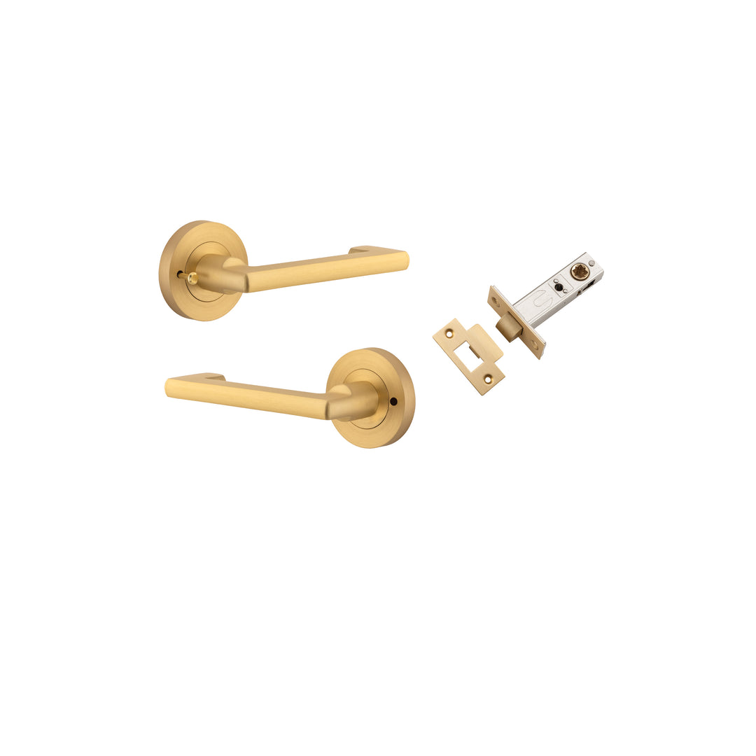 Baltimore Return Lever on Rose Brushed Brass Inbuilt Privacy Kit