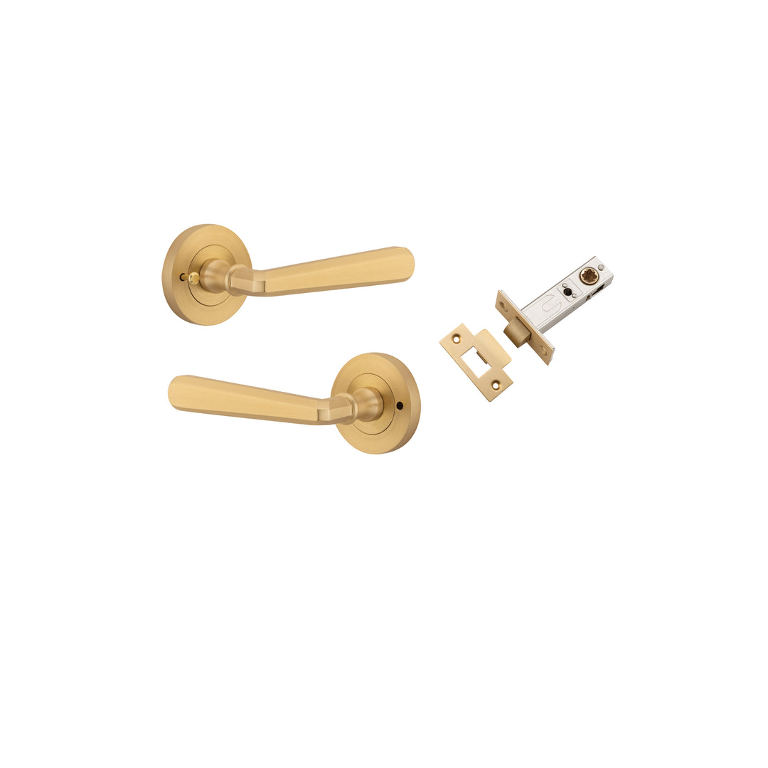 Copenhagen Lever on Rose Brushed Brass Inbuilt Privacy Kit
