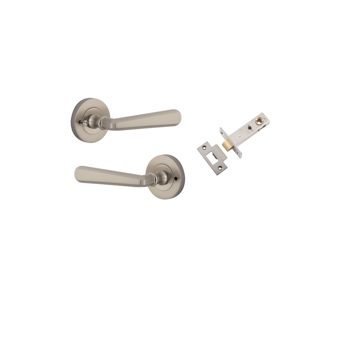 Copenhagen Lever on Rose Satin Nickel Inbuilt Privacy Kit