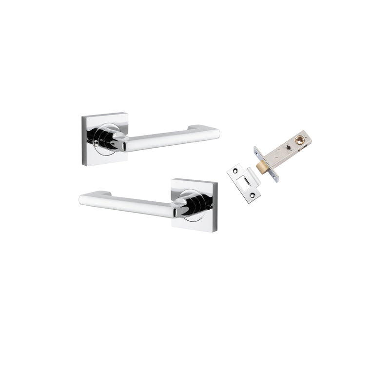 Baltimore Return Lever on Square Rose Polished Chrome Inbuilt Privacy Kit