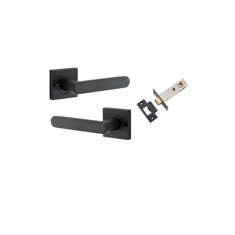 Osaka Lever on Square Rose Matt Black Inbuilt Privacy Kit