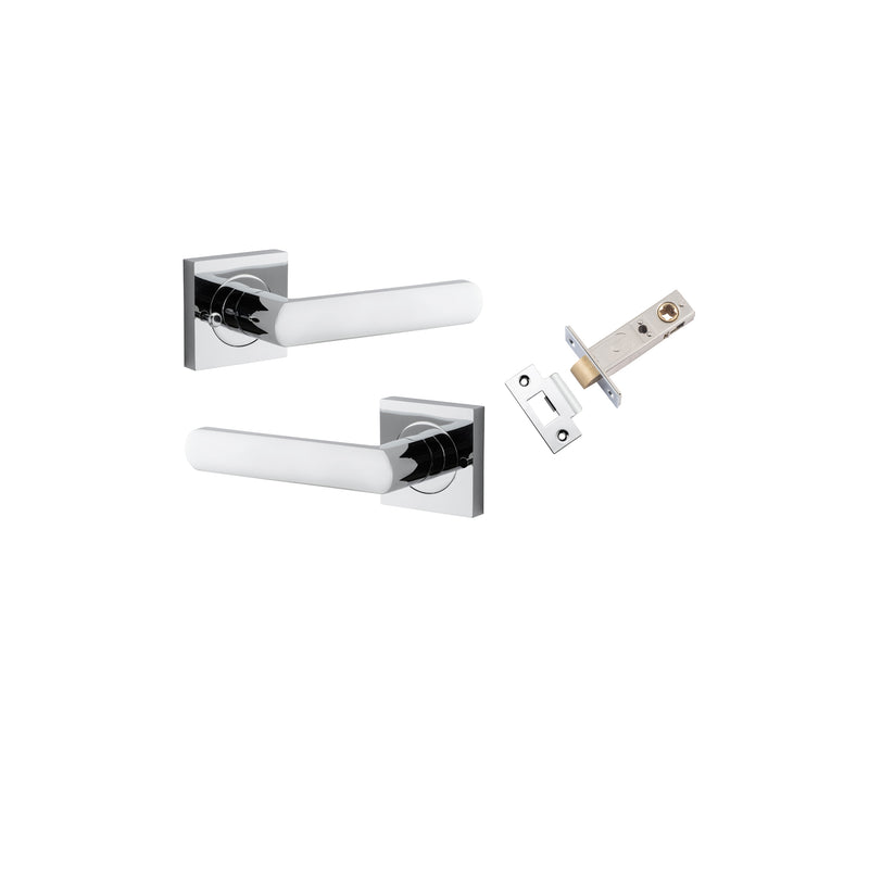 Osaka Lever on Square Rose Polished Chrome Inbuilt Privacy Kit