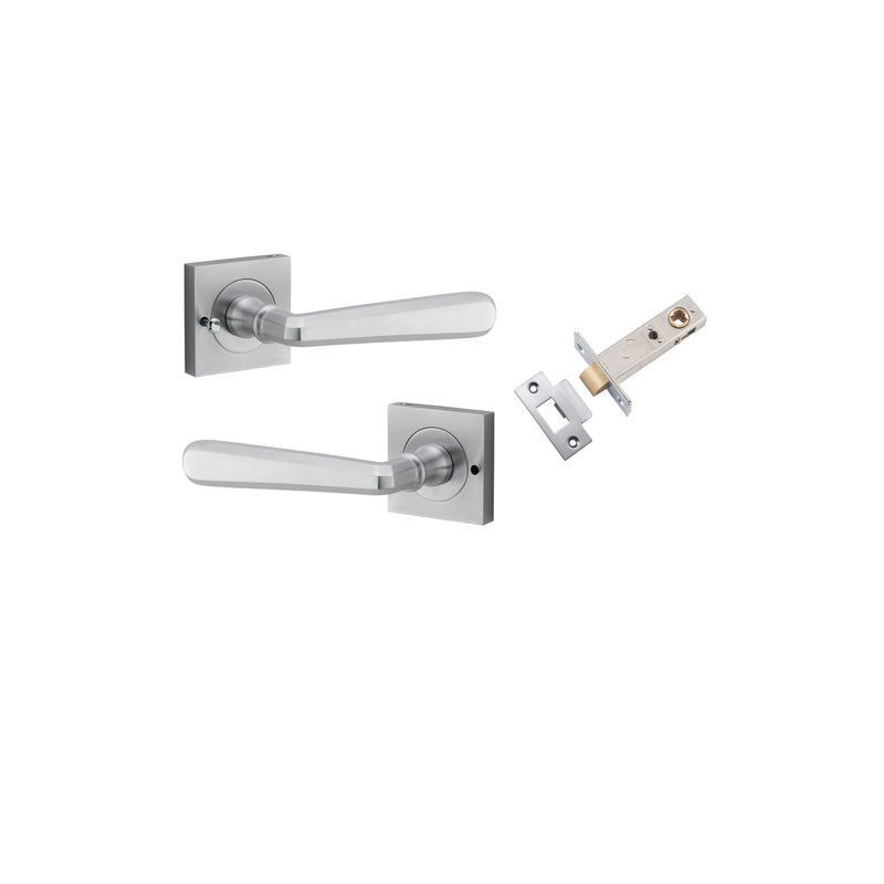 Copenhagen Lever on Square Rose Brushed Chrome Inbuilt Privacy Kit