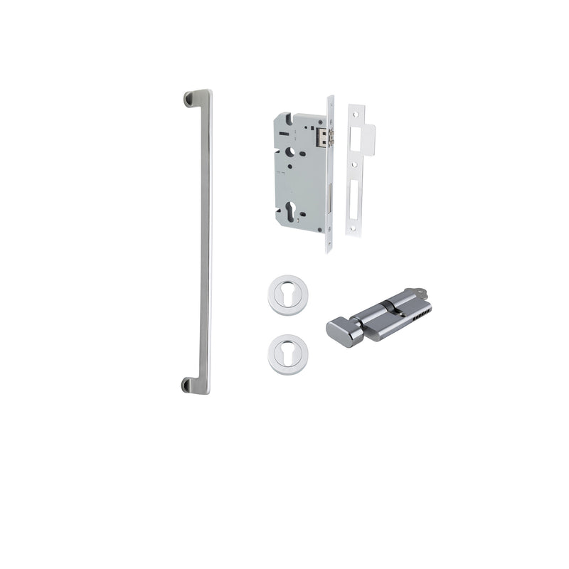 Baltimore Pull Handle Brushed Chrome 600mm Entrance Kit - Key/Thumb Turn