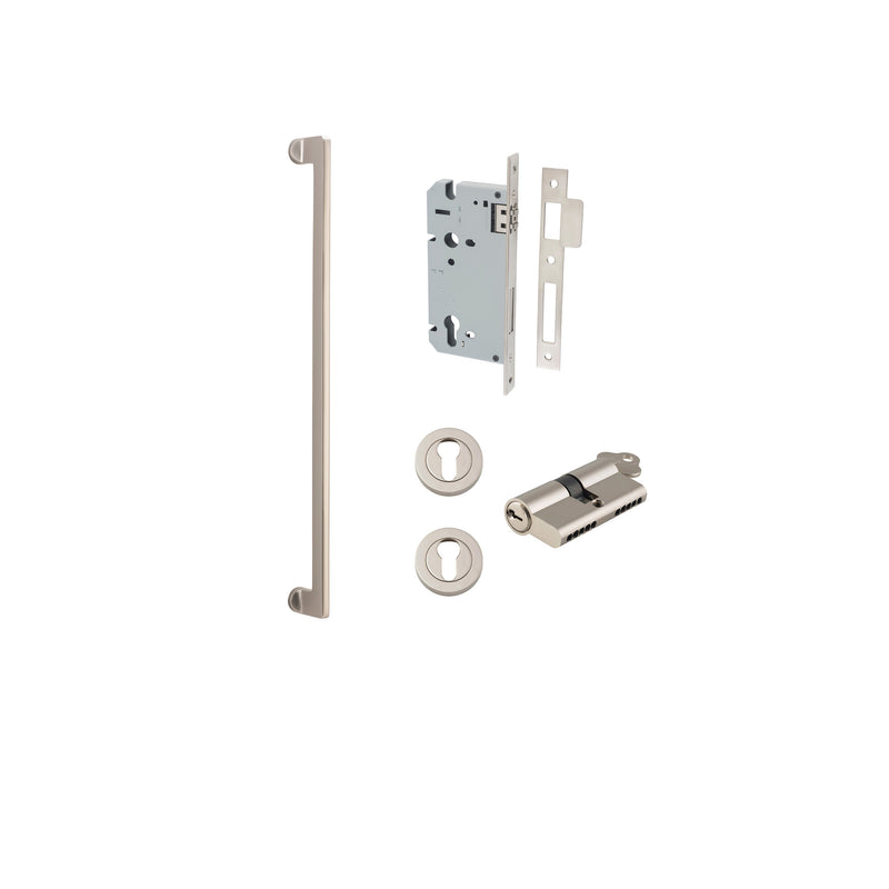 Baltimore Pull Handle Satin Nickel 600mm Entrance Kit - Key/Key