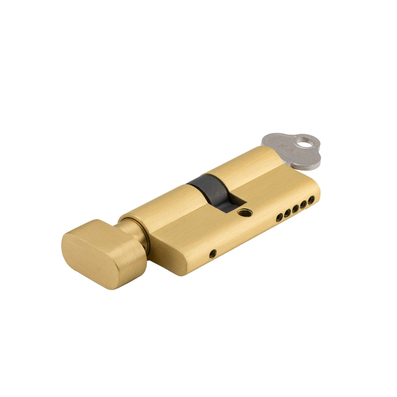 Euro Cylinder Key/Thumb Turn Brushed Gold PVD 65mm