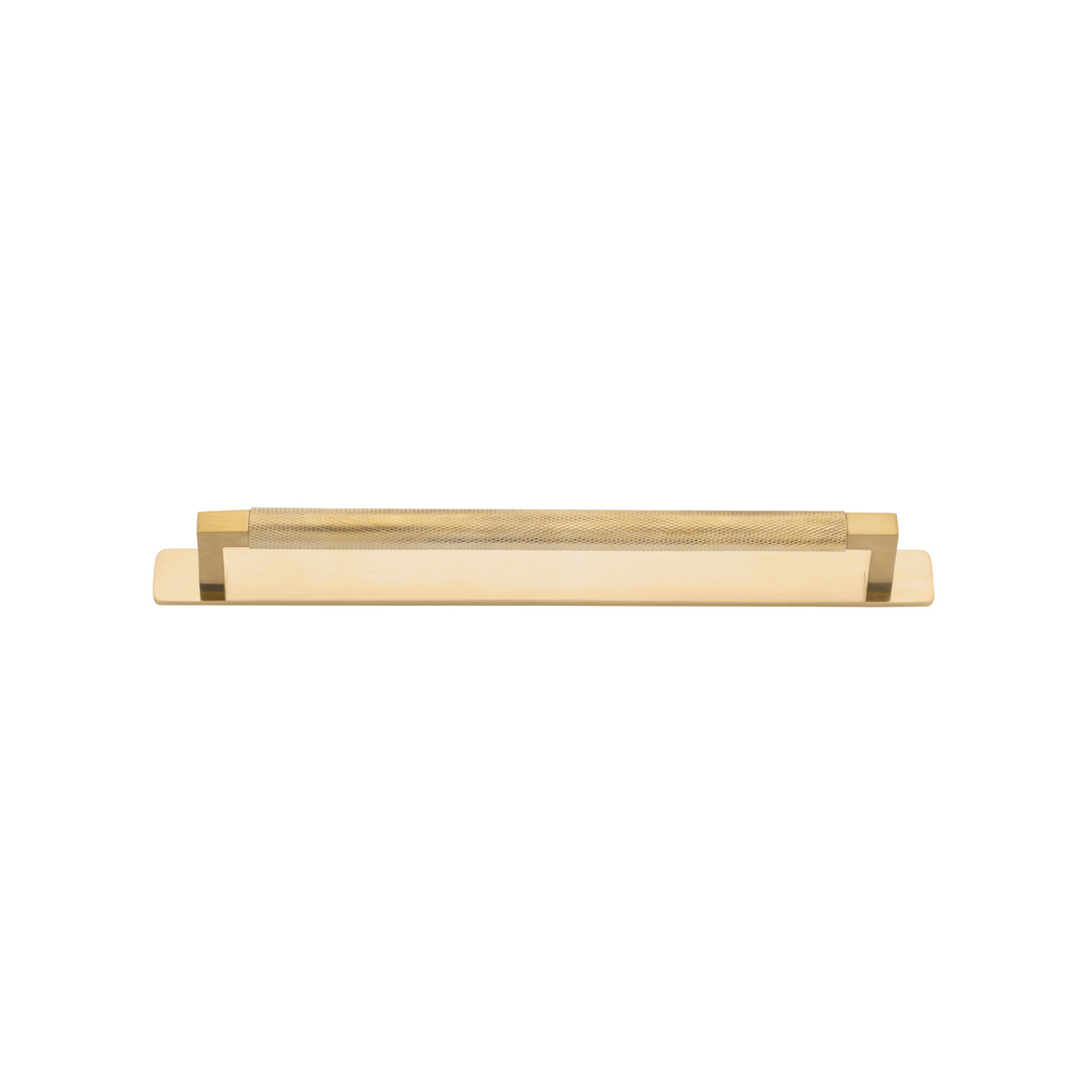 Brunswick Cabinet Pull with Backplate Brushed Gold PVD CTC 256mm