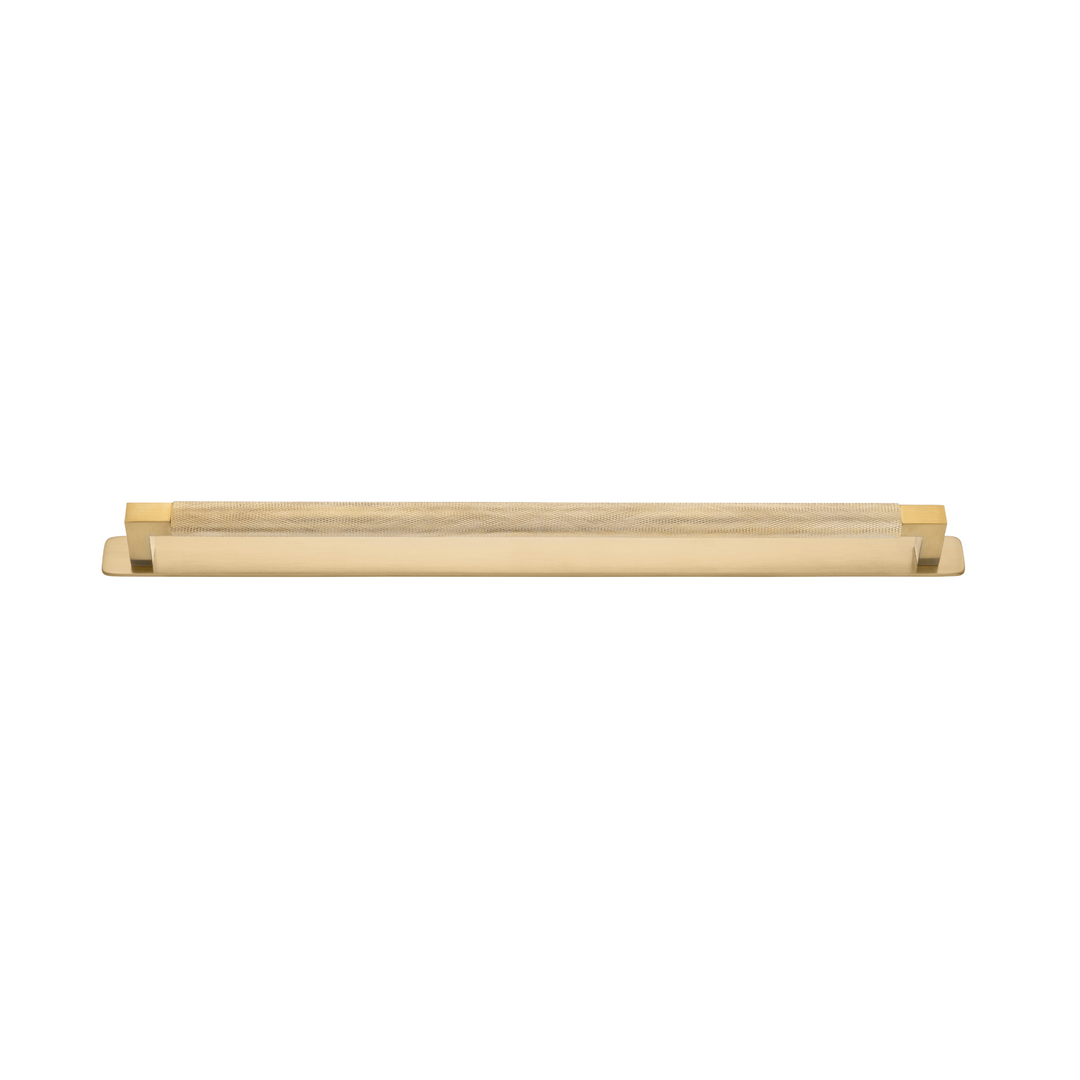 Brunswick Cabinet Pull with Backplate Brushed Gold PVD CTC 450mm