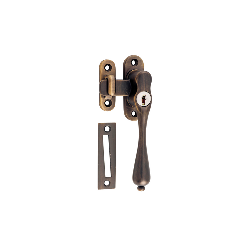 Casement Fastener - Locking Right Hand Antique Brass