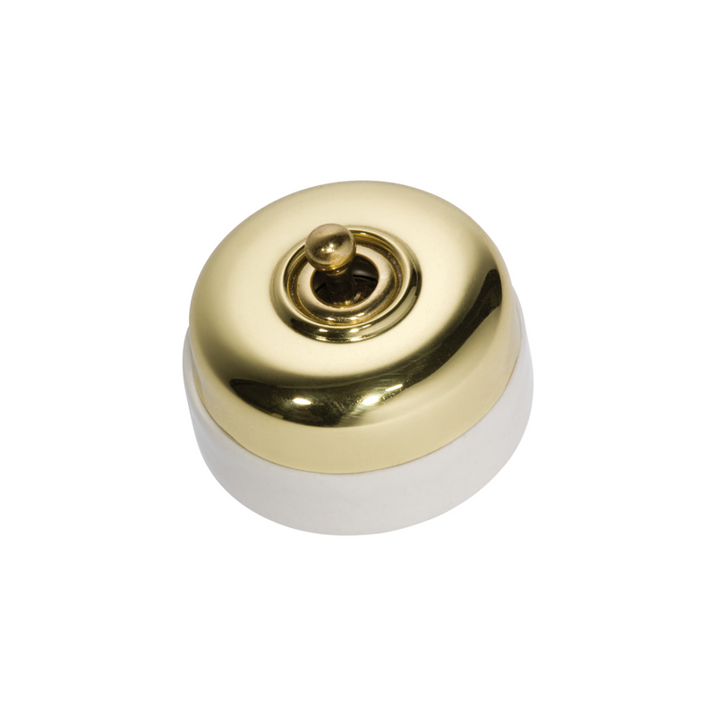 Ivory Porcelain Base Switch Polished Brass