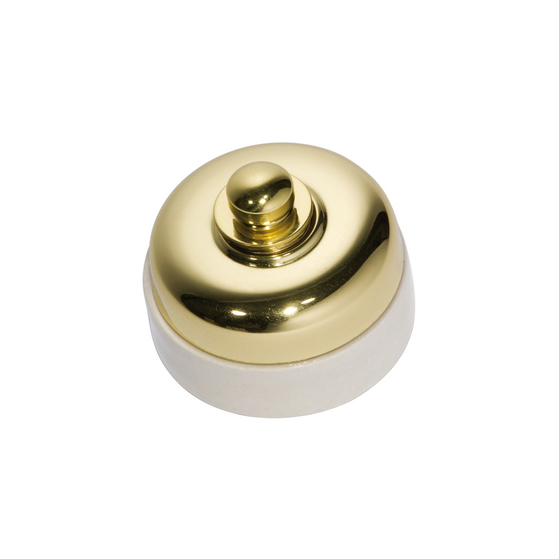 Ivory Porcelain Base Dimmer Polished Brass