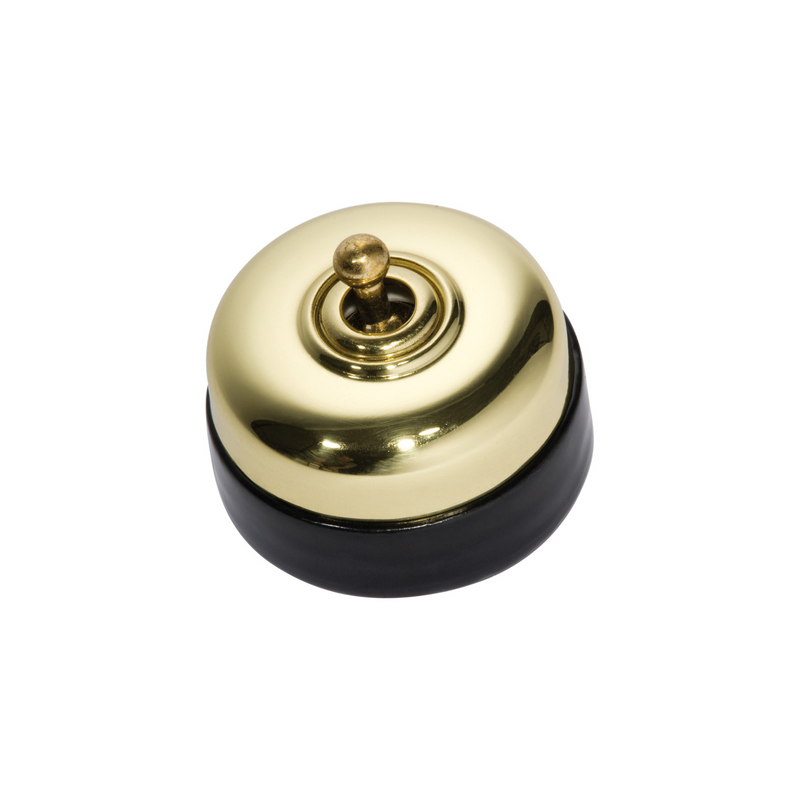 Black Porcelain Base Switch Polished Brass