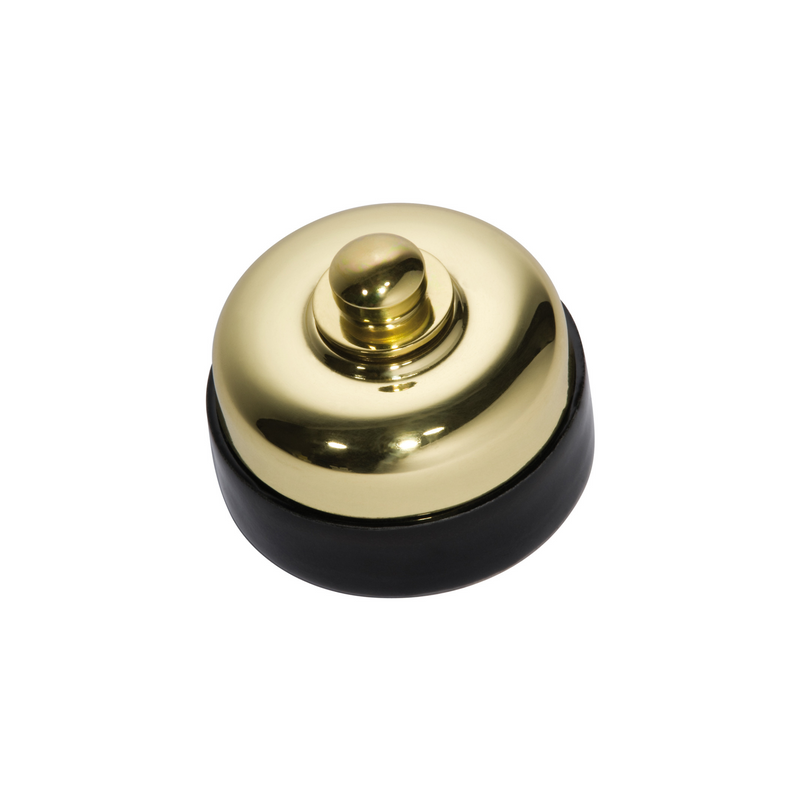 Black Porcelain Base Fan Controller Polished Brass