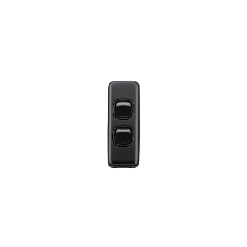 Switch - Architrave - Rocker 2 Gang Matt Black/Black