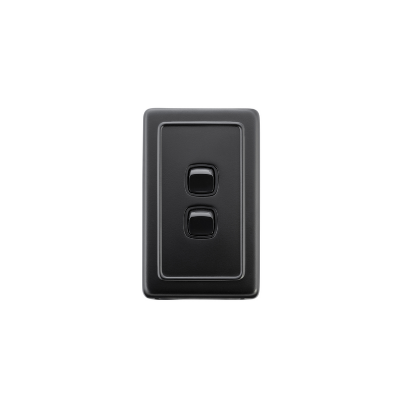 Switch - Rocker 2 Gang Matt Black/Black