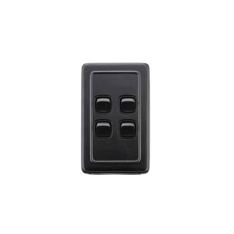 Switch - Rocker 4 Gang Matt Black/Black