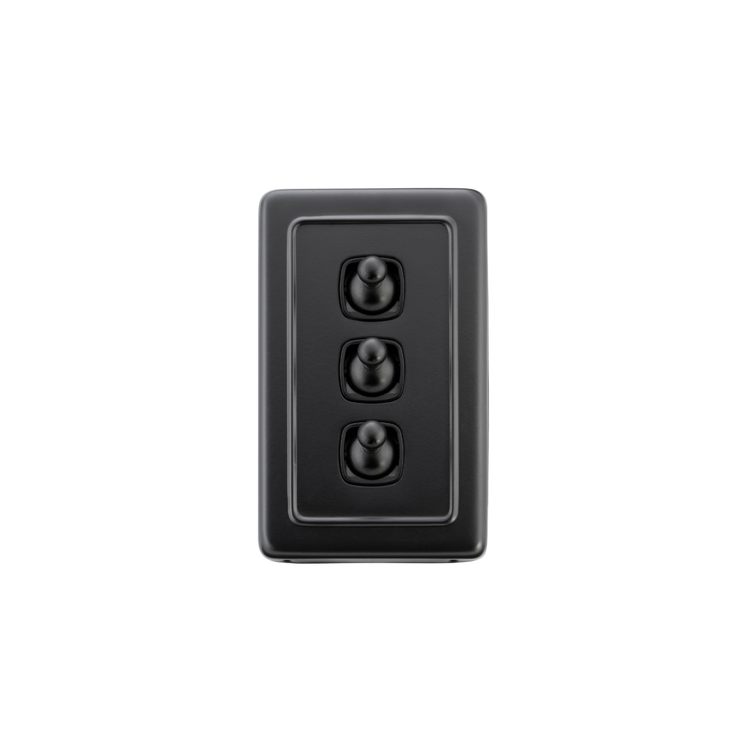Switch - Toggle 3 Gang Matt Black/Black