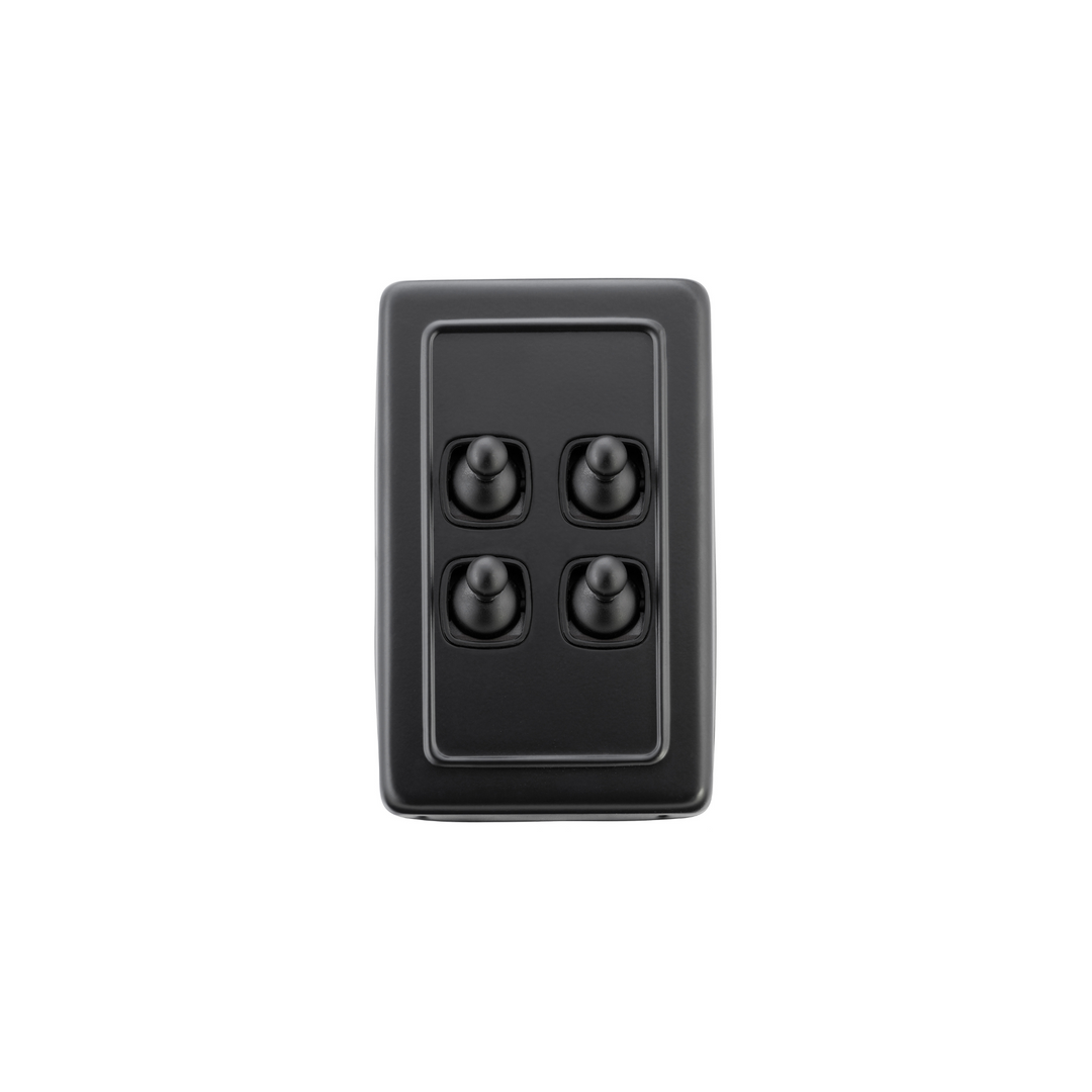 Switch - Toggle 4 Gang Matt Black/Black