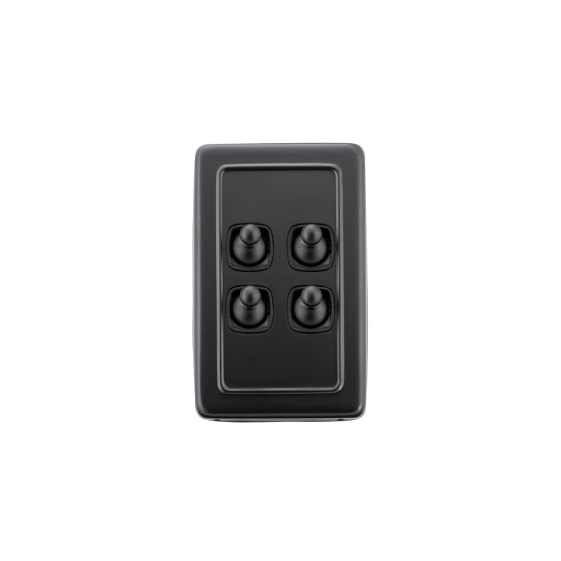 Switch - Toggle 4 Gang Matt Black/Black