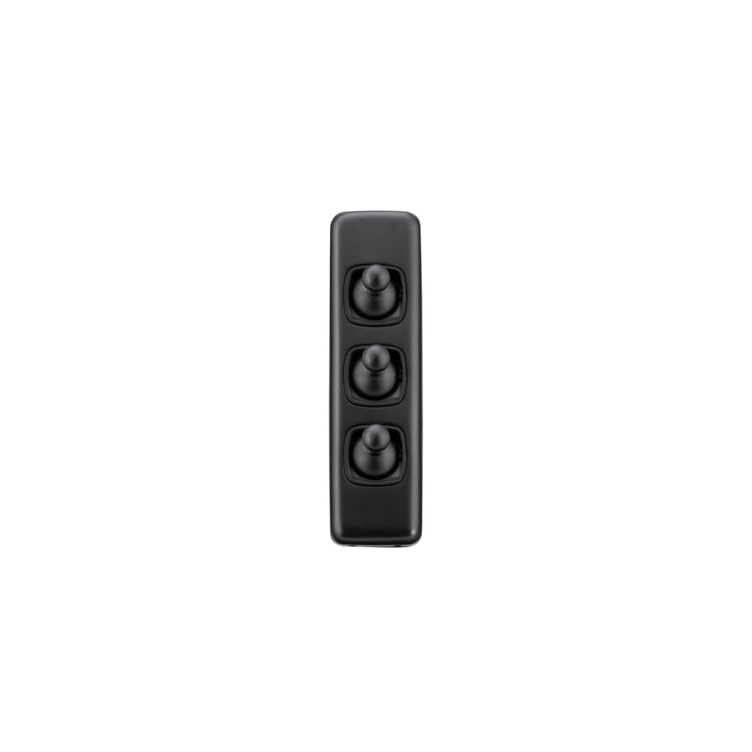 Switch - Architrave - Toggle 3 Gang Matt Black/Black