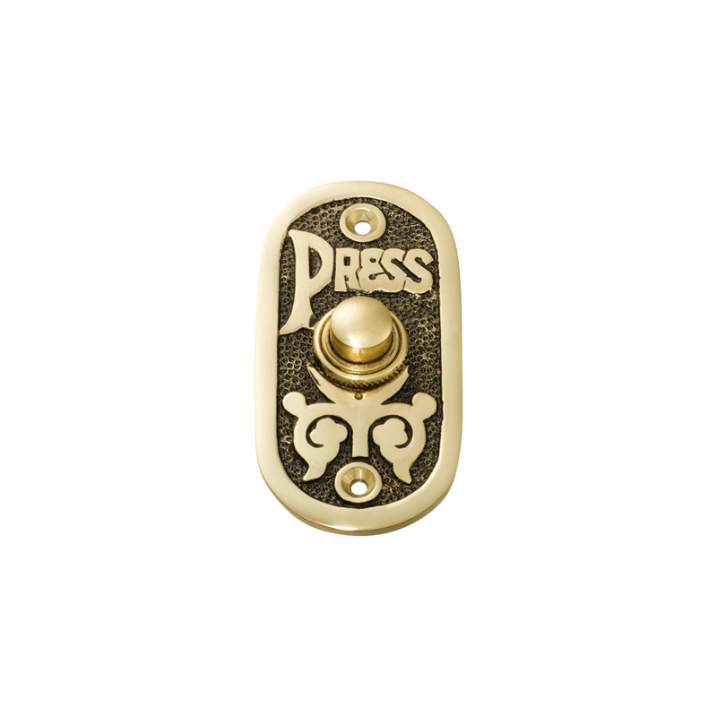 Bell Push Oval Polished Brass/Black