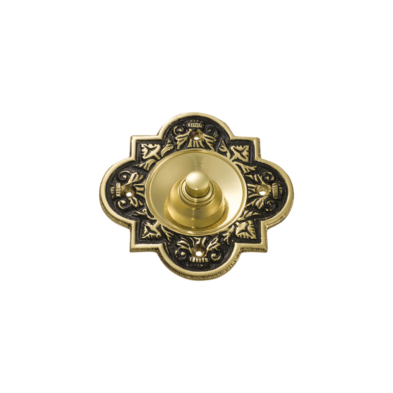 Bell Push Ornate Polished Brass/Black