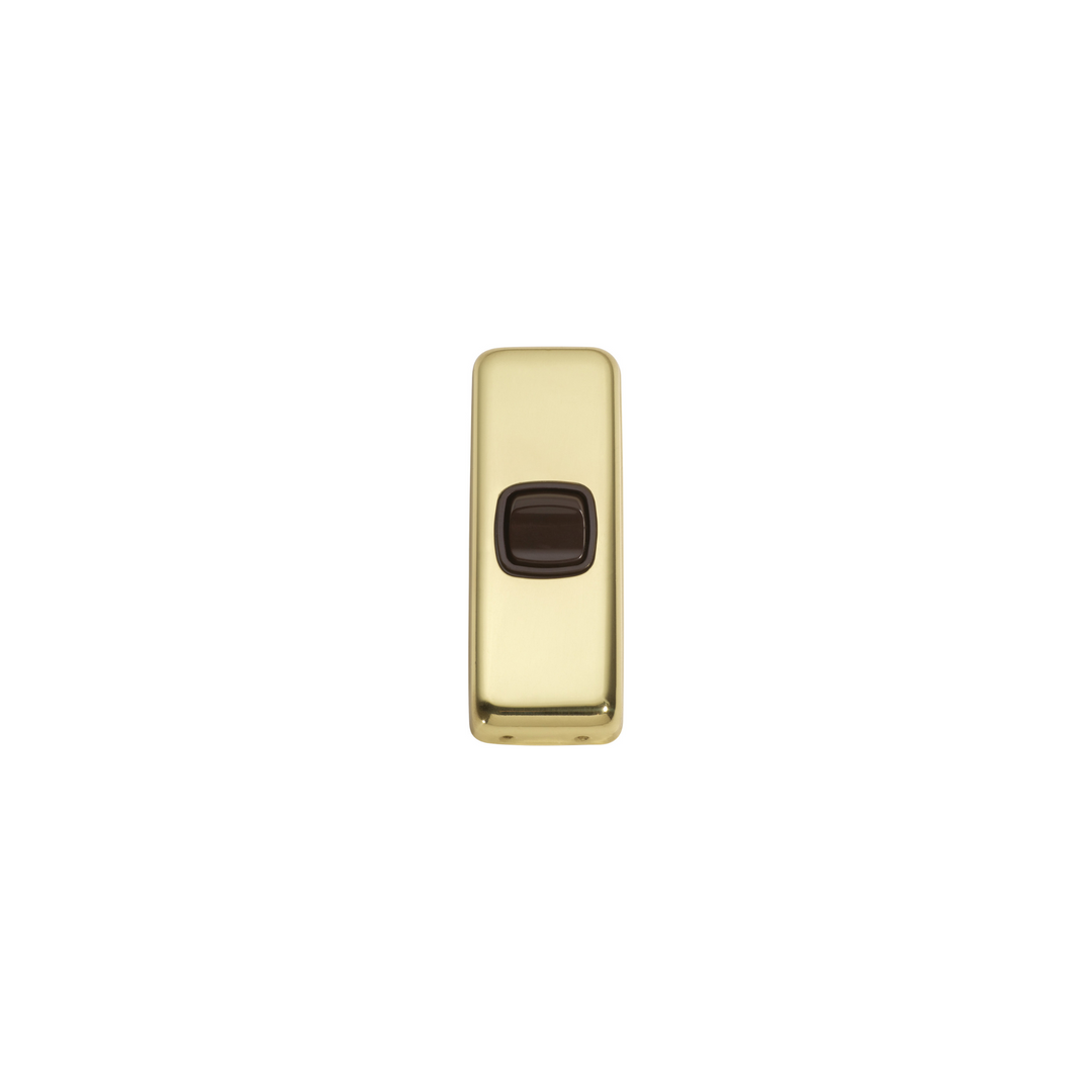 Switch - Architrave - Rocker 1 Gang Polished Brass/Brown