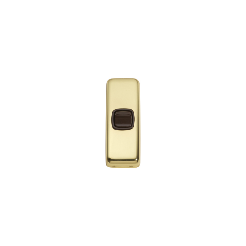 Switch - Architrave - Rocker 1 Gang Polished Brass/Brown