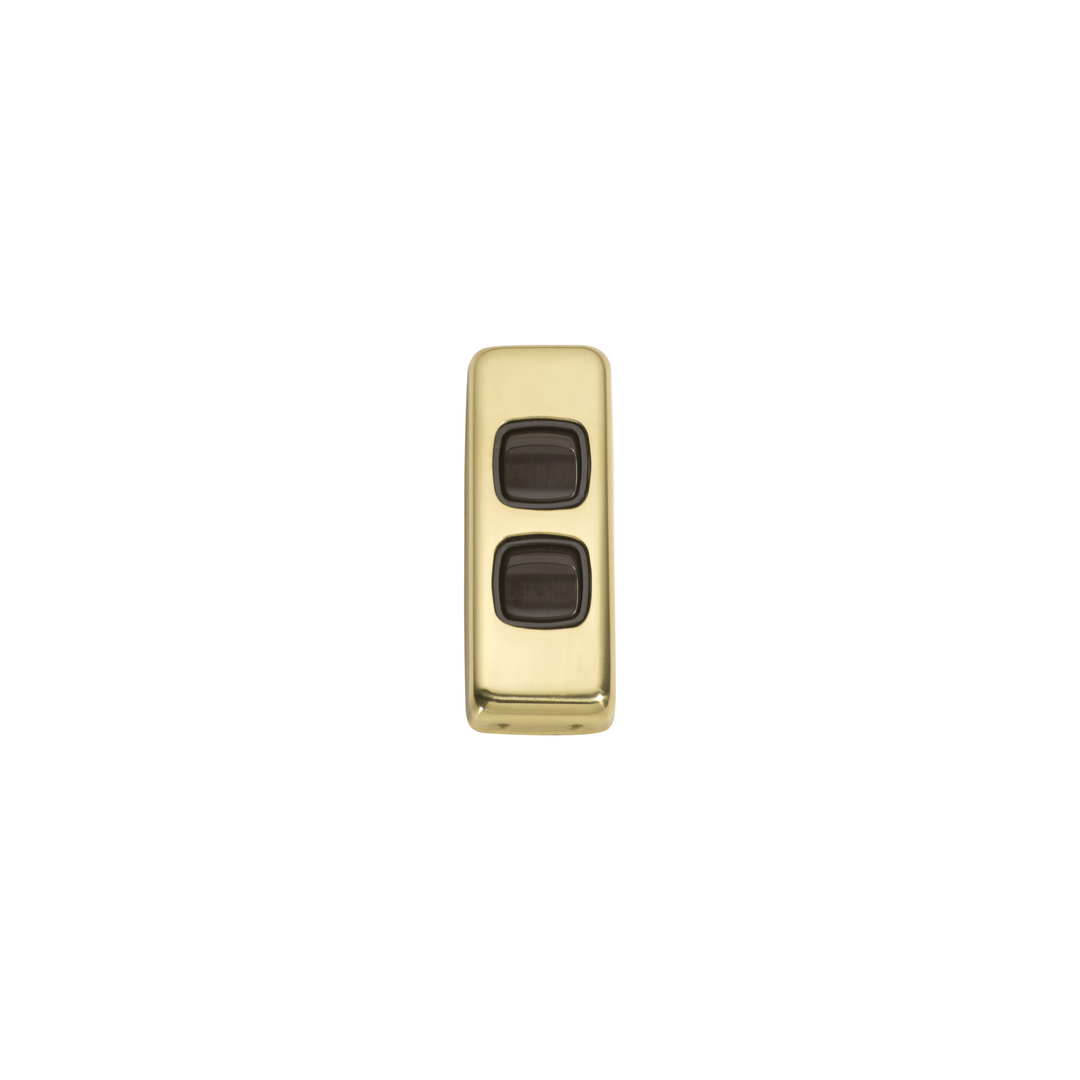 Switch - Architrave - Rocker 2 Gang Polished Brass/Brown