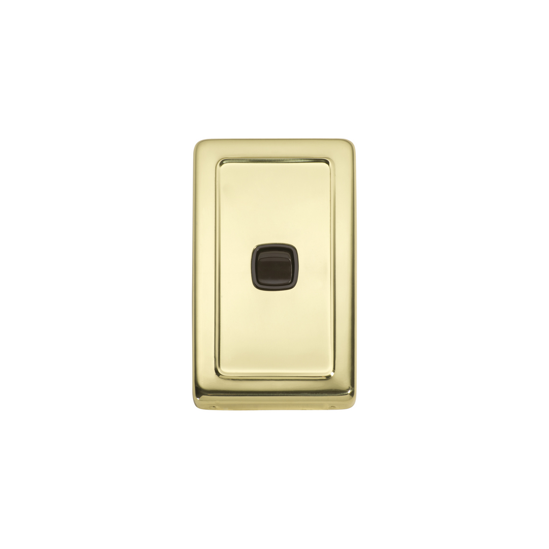 Switch - Rocker 1 Gang Polished Brass/Brown