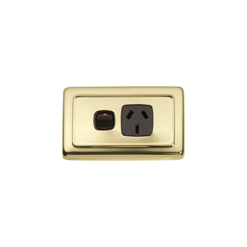 Single Power Point Polished Brass/Brown