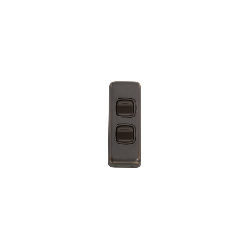 Switch - Architrave - Rocker 2 Gang Antique Copper/Brown